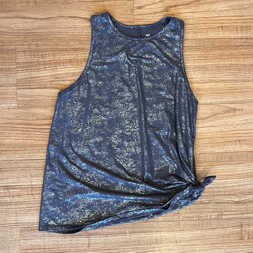 All In Motion Gray Silver Metallic Tie Activewear Tank Top Size S
